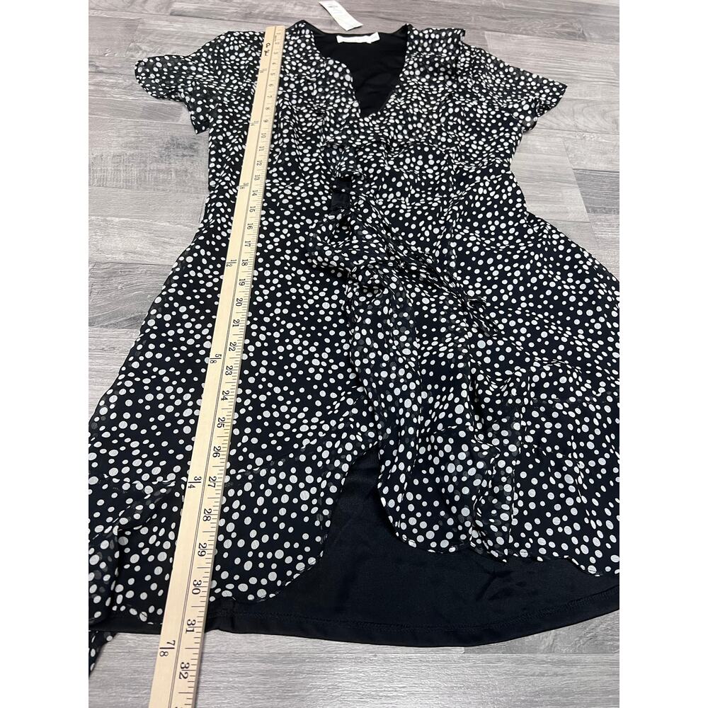 Lush Francesca’s Women XS Black White Polka Dot Ruffle Wrap Dress summer brunch - Picture 7 of 9